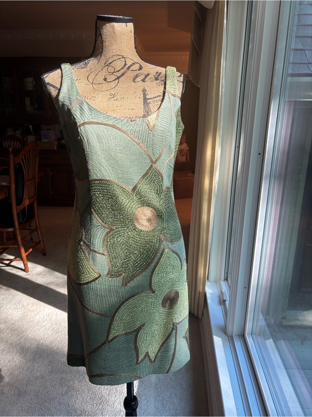 Steve Madden Green Floral Jacquard Mini Dress